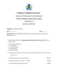 Business calculus assignment 2021(1)