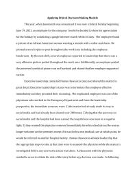Applying ethical decision making models