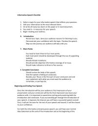 Basic Outline Checklist For An Informative Speech