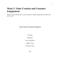 Marketing 1Week 1 Value Creation