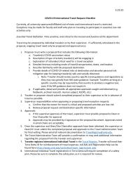 COVID-19 International Travel Request Checklist