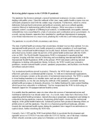 Reviewing global response to the covid