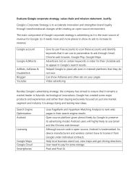 Evaluate Google corporate strategy, value chain and mission statement