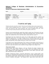 Creativity and Aging