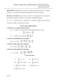 Business Application Of Defferentiation