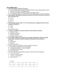 Elasticity Questions