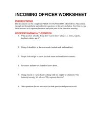 Incoming officer worksheet