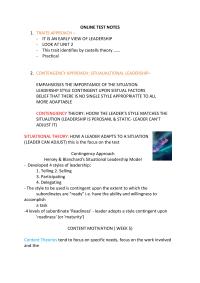 Business ONLINE TEST NOTES1 TRAITS