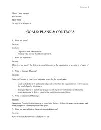 Goals Plans & Controls