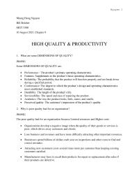 High Quality & Productivity