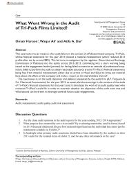 What Went Wrong in the Audit  of Tri-Pack Films Limited ?