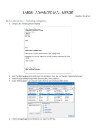 LAB06 – ADVANCED MAIL MERGE