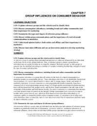 Marketing Chapter 7e Homework What Types Group Influence Exist Why Must Marketing Manager Aware These Separate