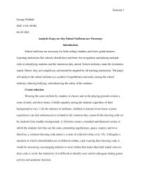 Analysis Essay on why School Uniforms are Necessary