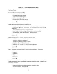Counseling Chapter 11 1 To increase legitimacy by ensuring that individuals have met training standards