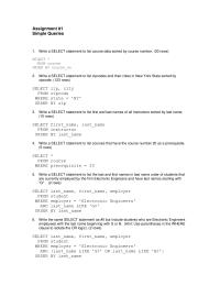 Database Storage & Design Chapter 1 Homework Electronic Engineers And Have Last Names Starting With Rows select from where and order
