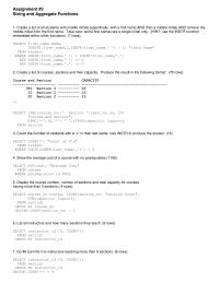 Database Storage & Design Chapter 2 Homework Use Instr Produce The select Count Quot count Vs quot from Student where Instr lower last name v Gt