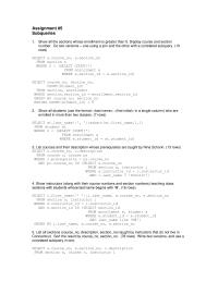 Database Storage & Design Chapter 5 Homework List All Classes Course no Section no Taught Fernand Hanks Use Correlated Subquery 9 Rows select