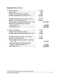 Accounting Chapter 1 Homework The Variable Manufacturing Cost Per Unit 28 Will Stay constant Within The Relevant
