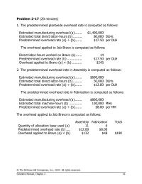 Accounting Chapter 2 Homework Jobs That Get Under costed Will Have Selling Prices that Are Less Than The