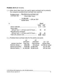 Accounting Chapter 2 Homework sorder Tests shipment Shipments a B a b c Cost the Regular Model activity Cost Pool a activity Rate purchasing