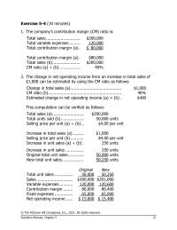 Accounting Chapter 5 Homework Shota mount Total Company amount The Breakeven Point For