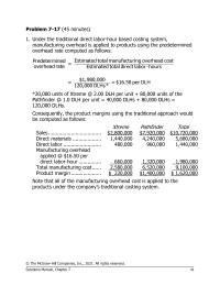 Accounting Chapter 7 Homework The Other activity cost pool is not shown above because it includes organization