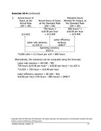 Accounting Chapter 10 Homework The Computations Follow Will Require The Standard Quantities Allowed for The Actual Output