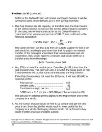 Accounting Chapter 11 Homework&nbsp;The Pulp Division has idle capacity, so transfers from the Pulp Division to the
