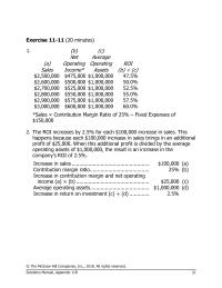 Accounting Chapter 11 Homework&nbsp;When this additional profit is divided by the average operating assets of