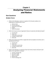 Accounting Chapter 2 1 Which Ratio Indication Whether Organization Can Meet Its Current liabilities those Due Within Year with