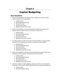 Accounting Chapter 8 1 The Required Rate Return Justify Investment Capital Project The abcde interest Rate financing Rate coupon Rate discount