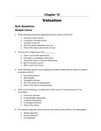 Accounting Chapter 10 1 Valuation quiz Questions multiple Choice1 The Following Statements Regarding Valuation Which Not True abcde valuation
