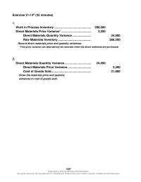 Accounting Chapter 21 Homework Alternative Solution Approach Know The Overhead Controllable Variance Equal The total Overhead Variance