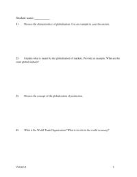 International Business Chapter 1 1 W to the Gat t the World Bank the which The Following Was Established Maintain Order The