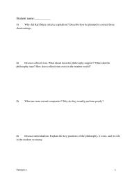 International Business Chapter 2 1 Student Name why Did Karl Marx Criticize Capitalism Describe How Planned Correct Those short comings discuss