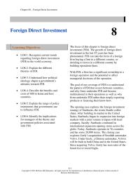 International Business Chapter 8 Homework Consider Foreign Investment Near You And What Benefits That Investment Has Brought to