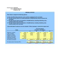 Accounting Chapter 1 Homework&nbsp;Only the differential production costs could be considered as the cost basis