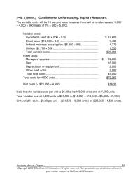 Accounting Chapter 2 Homework Components of Full Costs&nbsp;Cost Behavior for Forecasting