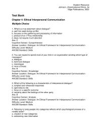 Business Ethics Chapter 4 1 Dialogue Ethical Framework For Interpersonal Communication Difficulty Level Easy Standard Skills