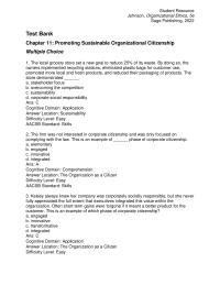 Business Ethics Chapter 11 1 Easy Standard Skills Which The Following Primary Stakeholder For Bank National