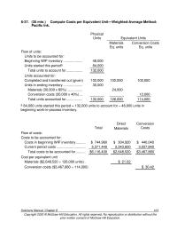 Accounting Chapter 8 Homework WIP&nbsp;Inventory current Period Costs total Costs Accounted For