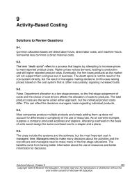 Accounting Chapter 9 Homework Plantwide Versus Department Allocation Munoz Sporting equipment baseball tennis bats rackets a Sales Revenue direct Labor direct