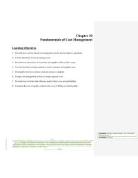 Accounting Chapter 10 Homework Describe how the actions of customers and suppliers affect a firm’s costs