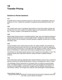 Accounting Chapter 15 Homework A transfer price is used to record the revenue or the cost from a sale between units