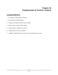 Accounting Chapter 16 Homework Compute And Use Variable Cost Variances variable Cost Variance Analysis general Model o Comparing The