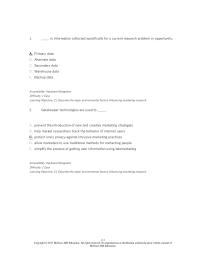 Marketing Chapter 2 1 Information Collected Specifically For Current Research Problem Opportunity Primary Data Alternate