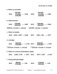 Accounting Chapter 13 Homework All profitability measures decreased with the exception of the gross profit percentage, which improved only slightly