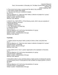 Communications Chapter 8 2 Ans Learning Objective 82 List The Key Characteristics Group Cognitive Domain Comprehension