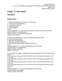 Communications Chapter 11 1 Cognitive Domain Comprehension Answer Location Pre interview Responsibilities Difficulty Level Medium With Regard